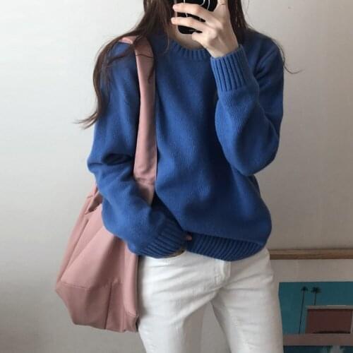 Alien Kitty Vintage Solid Soft Sweaters Pullovers Outwear Autumn 2021 New Arrival Office Lady Knitted Jumper Chic Gentle Lady