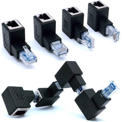 Up & Down & Left & Right Angled 90 Degree 8P8C FTP STP UTP Cat 5 6 7e RJ45 Lan Ethernet Network extension Male to Female Adapter
