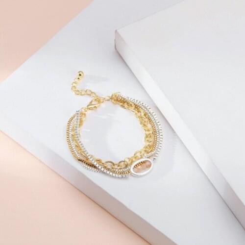 ORNAPEADIA Jewelry Bracelet for Women Multilayer Alloy Adjustable Beaded Bracelet Crystal Beads Color Matching Bracelet