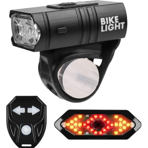 800LM MTB Bicycle Light T6 LED Mountain Road Bike Front Rear Tail Lamp USB Rechargeable Remote Control Turn Cycling Parts