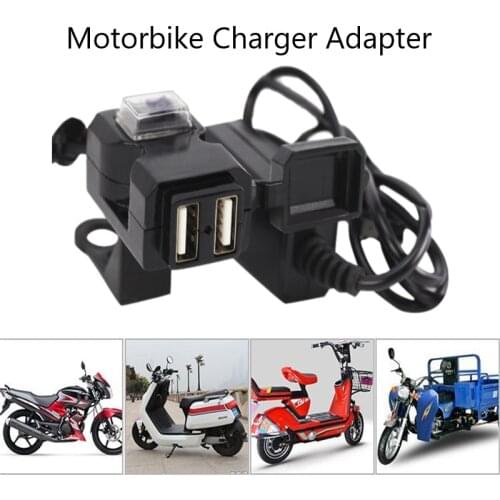 Motorcycle Handlebar Charger Motorbike Charger Adapter Dual USB Port 12V Waterproof Handlebar Charger Supply Socket for Phone