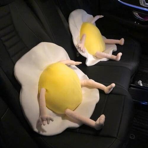 Cartoon Poached Egg Shape Headrest Car Seat Neck Pillow Protective Pad Cushion for Auto Vehicle