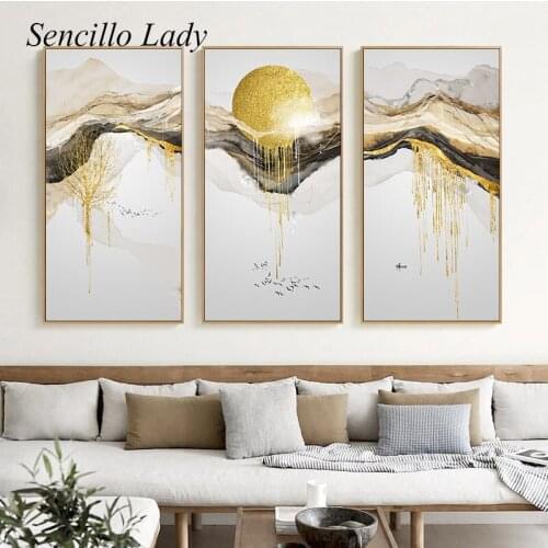Winter Sunset Mountain Absract Landscape Poster Light Luxury Style Canvas Print Wall Art Painting Modern Living Room Decoration