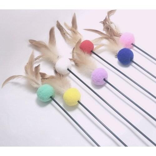 1Pcs Cat Teaser Wand Fake Feather Kitten Teaser Stick Cat Interactive Toy Plush Cat Toy Pet Training Toy For Cats Pet Supplies