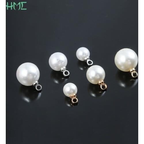 10pcs Imitation ABS Pearl Round Beads Charm Pendant for Earrings Bracelet Necklace Choker DIY Ear Stud Jewelry Findings Making