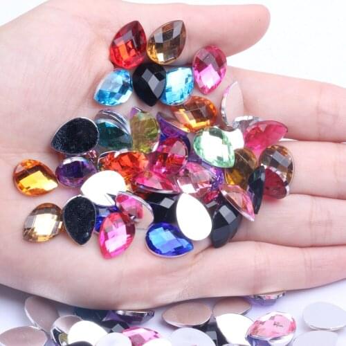 10x14mm 13x18mm Many Colors Tear Shape Flatback Earth Facets Acrylic Craft Art DIY Gems Rhinestone Strass Nail Art Decorations