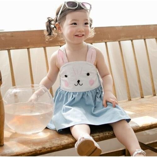 2020 Cute Baby Girls Clothes Cartoon Cotton Children Clothing Summer Fashion Sling Rabbit Dress Kids Baby Princess Dresses