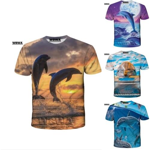 2021 dolphin 3D Printed Men tshirt Man Women Funny t shirts Homme Fashion Short Sleeve Hip Hop T-shirt Couple Hipster Tee Shirt