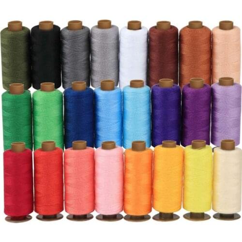 24Pcs Mixed Colors 100% Polyester Yarn Sewing Thread 500Yards Each Spool Roll Machine Hand Embroidery For Home Sewing Kit