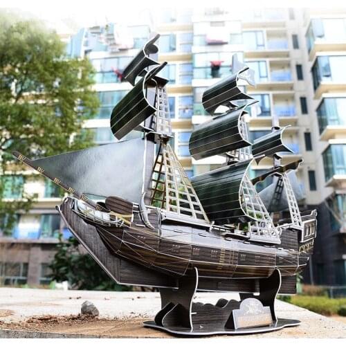 3D Three-dimensional Puzzle Pirates of the Caribbean Ship Black Pearl Assembled Childrens Educational Toys Birthday Gift P256
