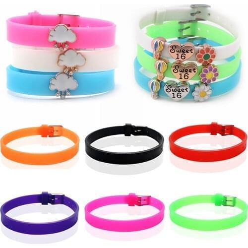 5Pcs 8MM Fashion Jewelry Eco-friendly Silicone Wristband Charm Bracelet DIY Wear Letters Jewelry Small Accessories Wrist Strap