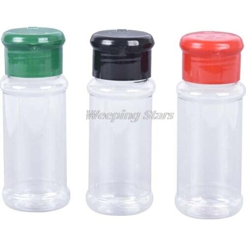 5Pc Plastic Spice Salt Cumin Pepper Shakers Seasoning Jar BBQ Condiment Vinegar Bottle 100ML Seasoning Bottle Condiment Bottles