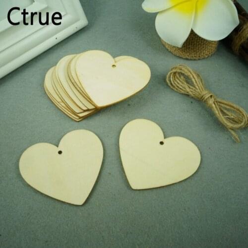 50pcs 6.5CM Love Wooden Heart With Hole Rope Confetti Scrapbooking Hobby DIY Craft Photo Props Rustic Wedding Centerpieces