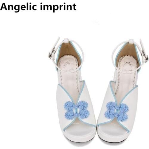 Angelic imprint china Ethnic style woman mori girl lolita cosplay shoes lady mid heels wedges pumps women princess dress sandals