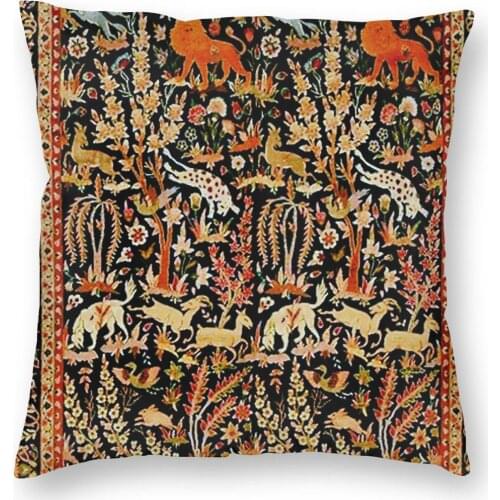 Antique Floral Persian Carpet With Animals Pillowcover Home Decorative Antique Boho Bohemian Cushion Cover Throw Pillow for Car