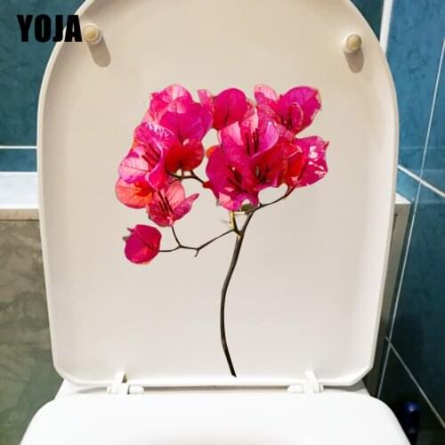 YOJA 22.5X17.3CM Blooming Flower Fashion WC Decor Toilet Seat Sticker Personality Home Room Wall Decal T1-1858