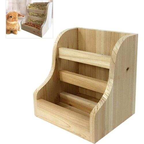 Rabbit Hay Feeder Wood Food Manger Hay Dispenser Hamsters Rabbit Food Bowls Wooden Rack Drinker For Rodents Bunny Guinea Pig