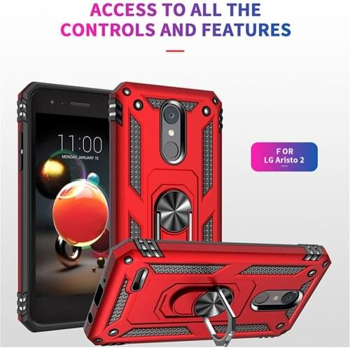 For LG Aristo 2 Case Cover Armor Rugged Military Shockproof Car Holder Ring Case for LG Aristo 2 3 LM-X210 M210 Coque Funda