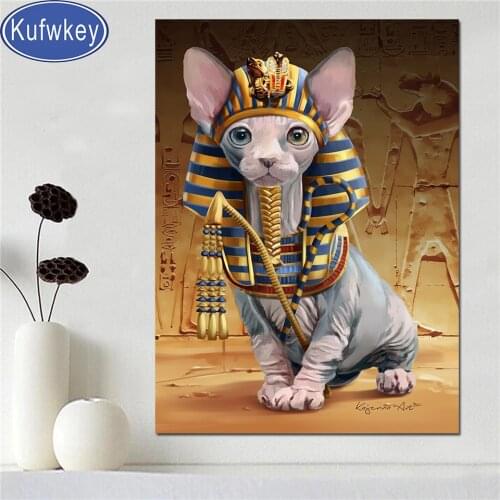 Rhinestone painting Egypt sphynx 5d diy diamond painting cross stitch full drill cute cat diamond embroidery mosaic animal art