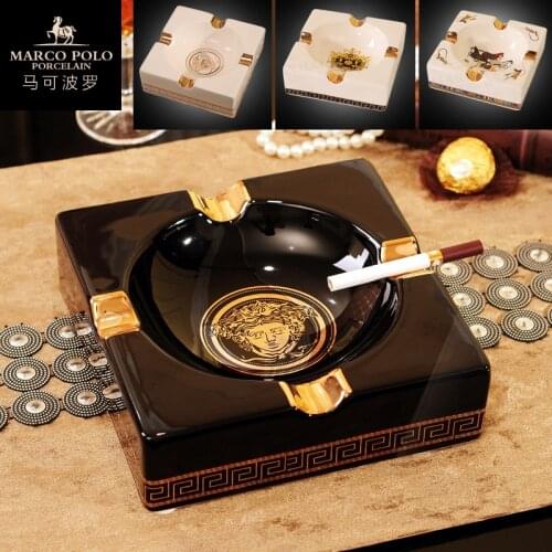 Ceramic ashtray creative trend personality European cigar retro living room large home black office ktv LB70215