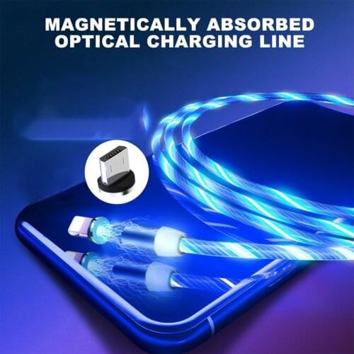 Circular Magnetic Streamer Data Line Magical Glow Nighttime Mobile Phone Charging Cable For Apple Android Typec