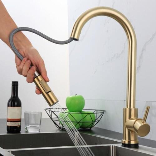Kitchen Faucets Smart Induction 304 Stainless Steel Pull-out Black SensorMixed Tap Touch Control Sink Tap Torneira De Cozinha