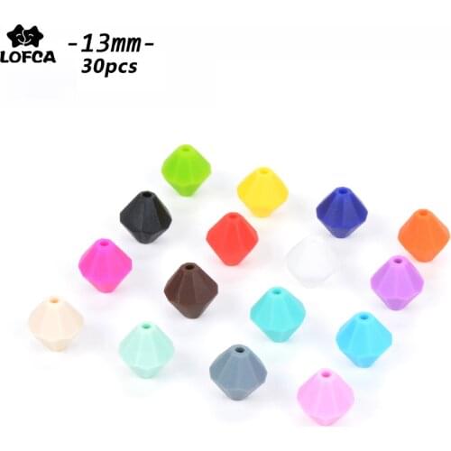 LOFCA 30pcs Diamond Silicone Beads Teething Rhombus Teether Food Grade DIY Jewelry Pendant Necklace Silicone Loose Beads