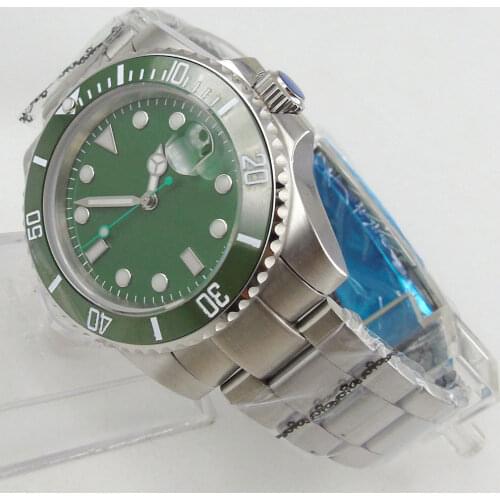 40mm Green Dial Sapphire Glass Ceramic Bezel MIYOTA 8215 Automatic Movement Mens Watch