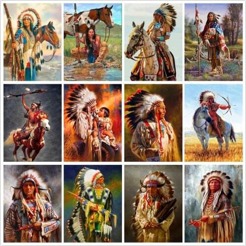 5D Indian Warrior Diamond Painting DIY Indian Man Diamond Embroidery Kit Cross Stitch Mosaic Handmade Gift Home Decoration