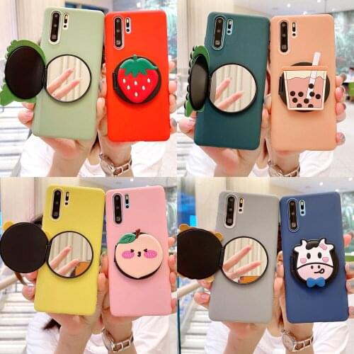Phone Holder Cover For OPPO Find X3 X2 Pro Realme X7 7 6 X50 3 Pro 6S 3i Reno ACE 2 Case Cartoon Mirror Liquid TPU Stand Fundas