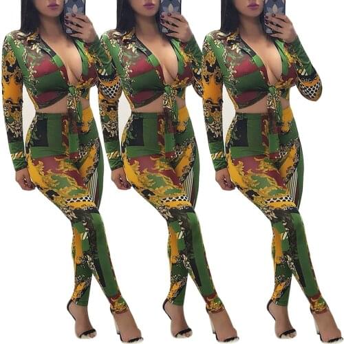 New European and American Sexy Fashion Printed Chest Strap Two-Piece Set