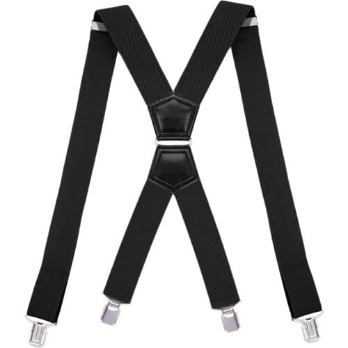 3.5*125cm Mens Braces X-shaped Corn Grain Stretch Wide Suspenders Black Hook Buckle 4 Clip Straps Male Jockstrap