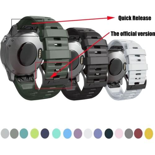 26 22 mm Watchband For Garmin Fenix 6 6X Pro 5 5X Plus 3HR Silicone Band Fenix6 Fenix5 Watch Quick Release Easyfit Wrist Strap
