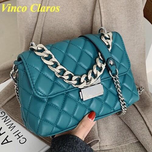 Luxury Brand Diamond Lattice Cross Body Bags for Women Fashion Silver Chain Shoulder Bag 2021 Tote Pu Leather Purse and Handbags