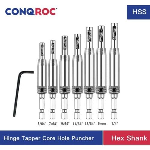Self Centering Hinge Tapper Core Hole Puncher Center Drill Bit Set Woodworking Tools for Cabinet Door