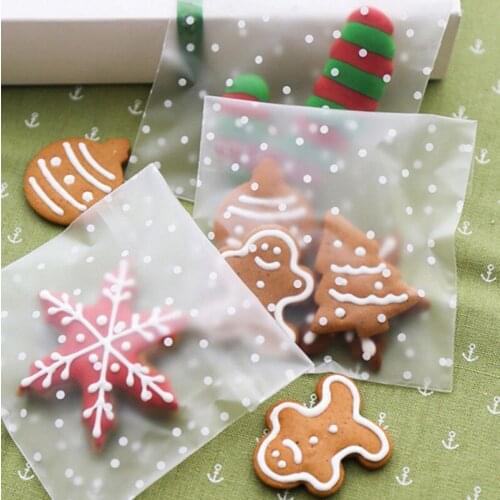 100pcs Self Seal Adhesive Polka Dots Plastic Cellophane Cookies Candy Gift Packing Bag Package Perfect Present for Homemade Gift