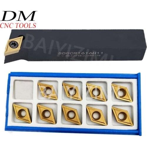 SDQCR1616H11 Lathe External Turning Tool Holder + 10pcs DCMT11T304 Carbide insert