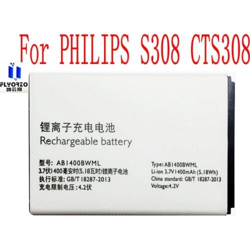 High Quality 1400mAh AB1400BWML Battery For PHILIPS S308 CTS308 Mobile Phone