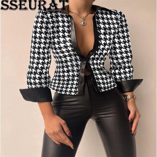 Блузки в клетку SSEURAT China At AliExpress