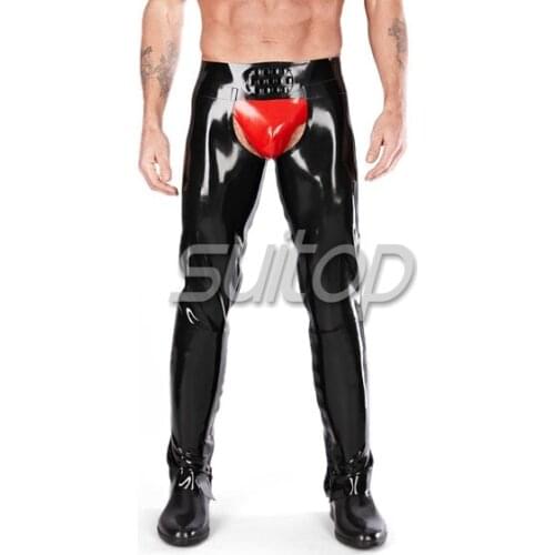 Suitop rubber latex chaps jeans for men