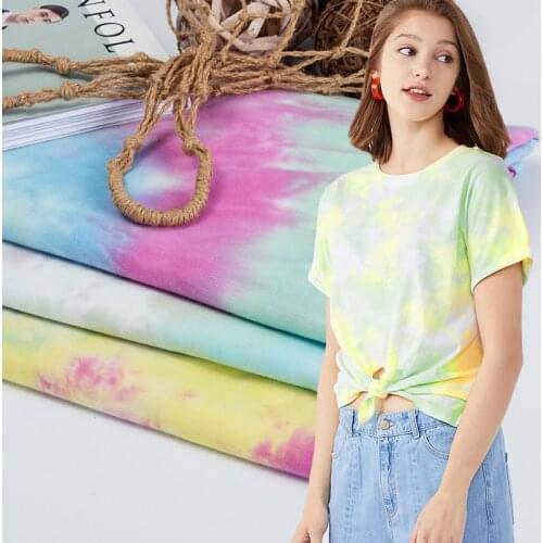 Thin Knitted Fabric Designer Fashion Soft Tie Dye Fabric For Sewing Childrens Clothing Or Popular Tops TJ0278