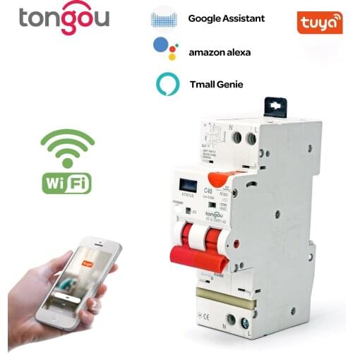 WIFI RCBO Adjustable Smart Circuit Breaker Residual Current Circuit breaker With Over Current and Leakage Protection