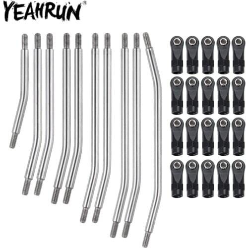 YEAHRUN 30PCS/Set Stainless Steel Link Rod Unassembled Kit 313/324mm Wheelbase for 1:10 Axial SCX10 II RC Crawler Car Parts