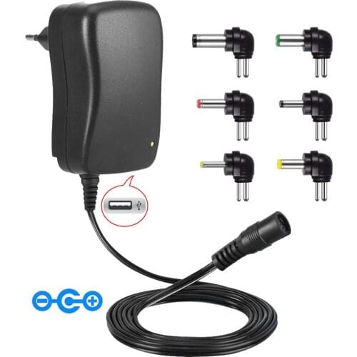 Ingelon Portable Charger AC/DC Adapter 30w 3V-12V Adjustable Power usb chargeur with 6 Adaptor for 3V to 12V Home Electronics