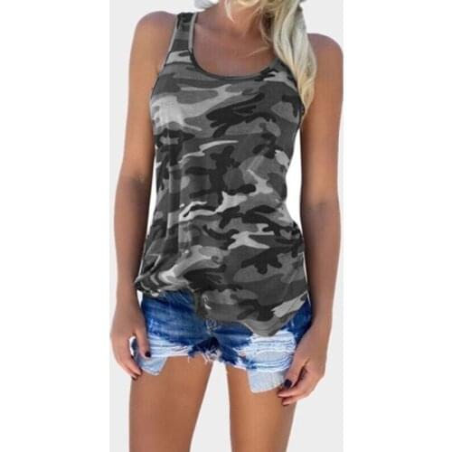 Camouflage Round Neck Sleeveless Female Blouses Fashion Summer Women Tank Tops Streetwear Casual Vest Fitness Clothing