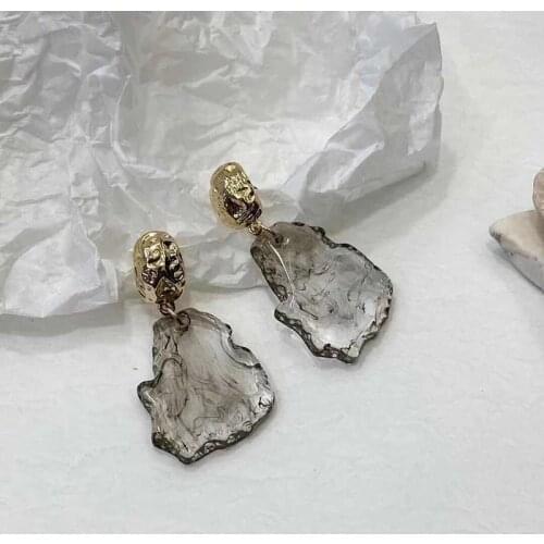 Korean Geometric Water Ink Exaggerated Art Irregular Acrylic Earrings for Women Vintage Statement Earrings Ladies Jewelry