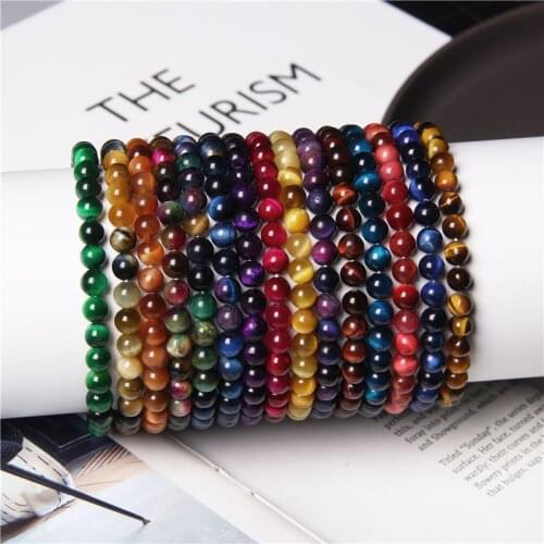 Women Men Trendy Natural Stone Beads Tiger Eye Bracelet Handmade Stretch Men Buddha Bracelet for Yoga Meditation Jewelry Homme
