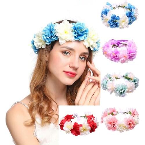 2019 Women Head Wreath For Girls Hair Headband Flower Crown Wedding Garland Forehead Hair accessories Headdress Band