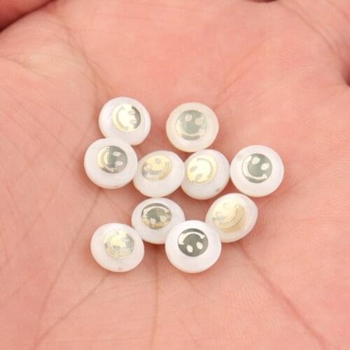 10pcs 8mm Natural Shell beads Smiley Beads Smiling Face Beads For Jewelry Making Loose Beads Charms DIY Bracelet Jewelry Making