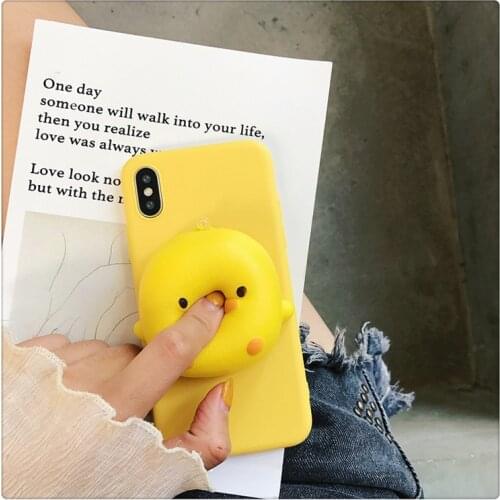 Yellow Duck Case For Huawei P9 P8 Lite 2017 P10 P20 Pro P30 P40 Lite E P Smart Z Plus 2019 2020 Y7P Reduce Stress Toy Soft Cover
